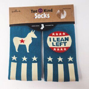 Hallmark Toe Of A Kind Crew Socks "I Lean Left" Patriotic Donkey